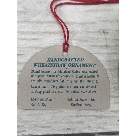 Vintage WheatStraw SANTA CHRISTMAS BOX Ornament Handcrafted Art Decor - Picture 7 of 9